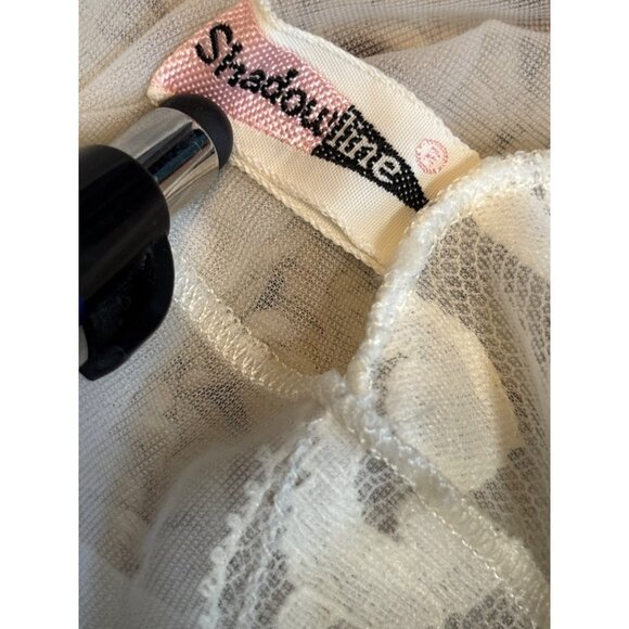 Vtg Shadow Line Nylon Ivory White Lace Maxi Intimate Sheer Slip Dress & Robe PS - Picture 10 of 16